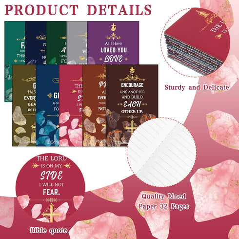 Jetec 150 Bible Verses Gift Set, 30 Christian Bookmarks, Pens, Notebooks, Keychains, Organza Bags for Office Church