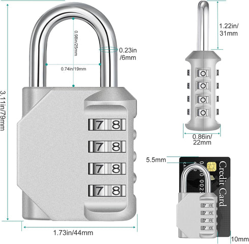 ZHEGE Combination Lock 2 Pack, 4 Digit Outdoor Padlock for School Gym Locker, Fence, Toolbox, Case, Hasp Cabinet