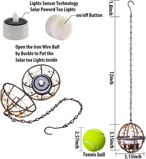 TWINKVILLA Decoration-4Pack Outdoor Solar Hanging Lanterns Waterproof, Globe Hanging Candle Holder with Flickering