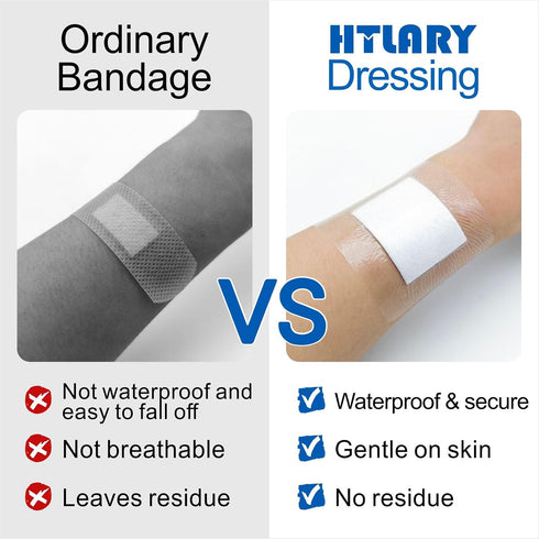 50-Pack (2.7x4) Waterproof Transparent Film Dressing with Absorbent Pad Sterile Adhesive Bandages Post-Surgical Wound