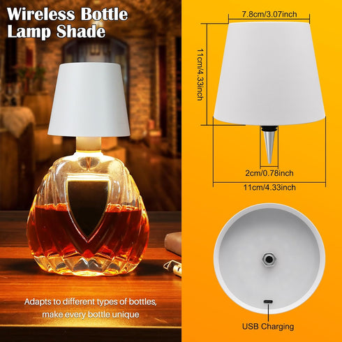 3 Dimming, Wireless Bottle Lamp,Metal Wine Bottle Light with Color Light Waterproof Bottle Touch Lamp Head for Room