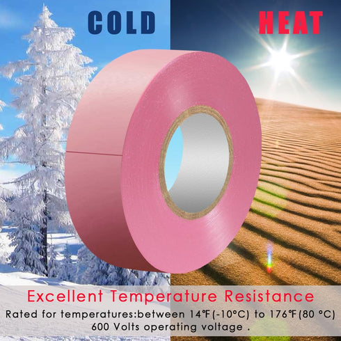 Pink Electrical Tape, 66 feet x 3/4 inch, Waterproof, Strong Adhesive, Vinyl Rubber for 600V & 176?