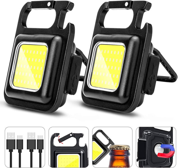 MAKDAK COB Rechargeable Keychain Flashlight 2Pack, High Lumen Super Bright LED Work