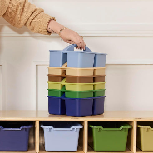 ECR4Kids 3-Compartment Storage Caddy, Supply Organizer, Earthtone, 6-Pack