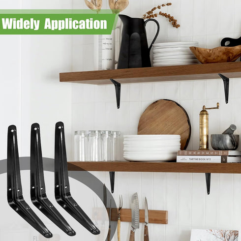 PHITUODA 24 Pack 8 6 Inch, Shelf Brackets x Heavy Duty Black Metal Floating Shelf Bracket, L Bracket Corner Brace