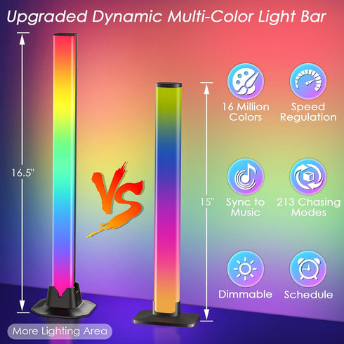 16.5" 16 213 Preset 8 3 Smart Light Bar, LED Light Bar for Room, Million Colors Changing, & Scene Modes, Dynamic Music