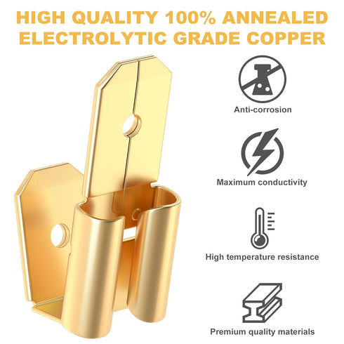 20 Pcs Piggyback Spade Connectors Assortment Kit, 3 Way Adapter Dual Male to Single Female Unisulated Brass