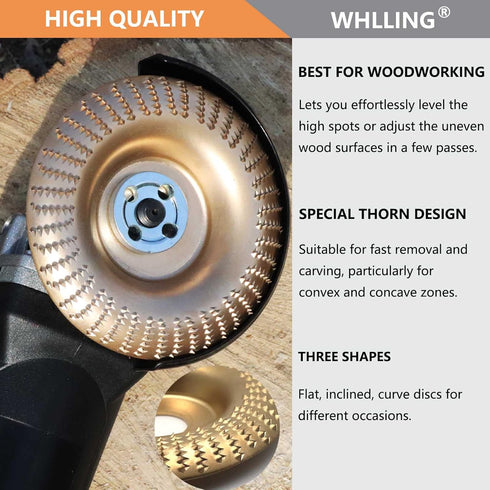 4PCS Wood Carving Disc Set for 4" or 4 1/2" Angle Grinder, Grinding Wheel Shaping Disc for Wood Cutting