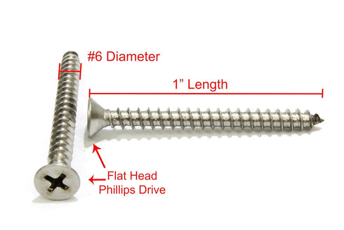 Bolt Dropper Stainless Steel Flat Head Phillips Screws - Pack of 100 #6 x 1-Inch Wood Screws, Durable and Rust-Resistant