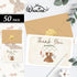 50 Pack Whaline Baby Shower Thank You Cards Boxed Vintage Khaki Cloth Note Card with Envelopes Stickers Greeting Blank