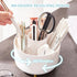 Pencil Holder for Desk, 5 Slots 360° Degree Rotating Organizer for Office, School, Home, Cute Pencil Cup, White