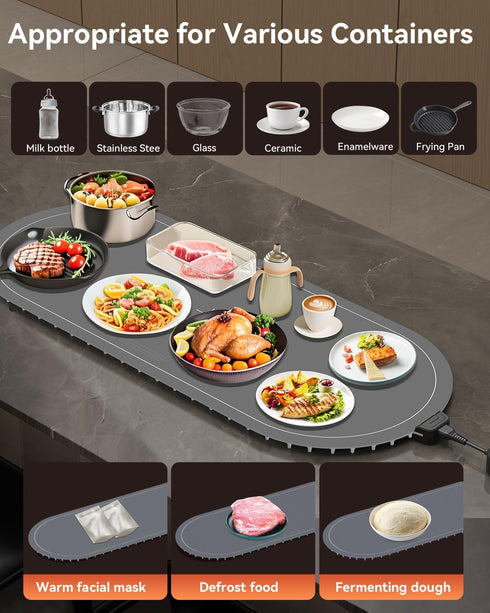 36"x15" Warming Mat for Food Extra Large, Food Warming Mat with Heat Insulation Pad, Silicone Heating Mat for Food