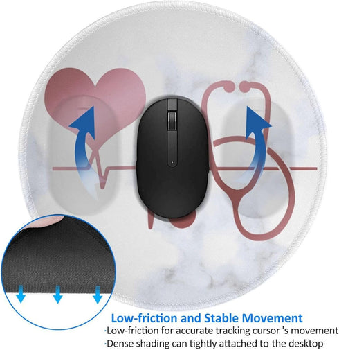 Mouse Pad Nurse Doctor Heart Stethoscope Marble Mouse Pads for Desk, Stitched Edge Mousepad with Non-Slip Rubber Base, Gaming Mouse Mat for Computer Laptop Home Office by ZUIDSYI
