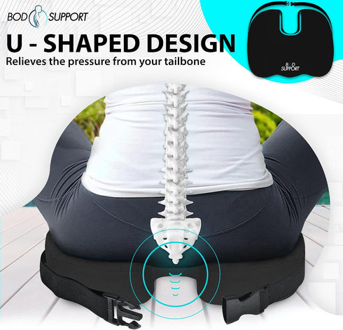 Tailbone Seat Cushions for Office Chairs, Desk Chairs, and Car Seats - Enhances Posture and Support - Non-Slip