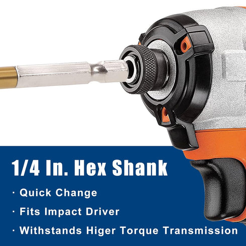 Set 10 1/4" COMOWARE Titanium Twist Drill Bit - Pcs Hex Shank High Speed Steel for Wood Plastic Aluminum Alloy, Quick
