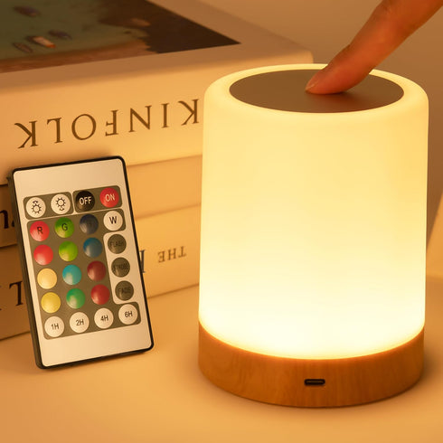 Night Light, LED Touch Bedside Table Lamp, Multi-Colour, USB Rechargeable, Portable for Baby Bedroom