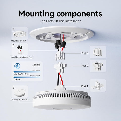 SITERWELL GA6217K GS562A install,12 Packs Quick Connect Smoke Detector Adapter Plug for Hardwired Smoke and CO