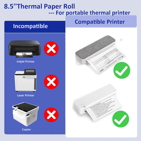 ECIFFO 2 8.5 11 Inch, M08f M832 A4 (1 =27 Sheets/7.6m long,1.18") Rolls Thermal Printer Paper, Thermal Paper X Us