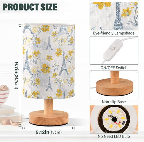 ALAZA Eiffel Tower Yellow Floral Bedside Table Lamp for Bedroom Living Room Nightstand LED Light Lamps,Bedside Lamps