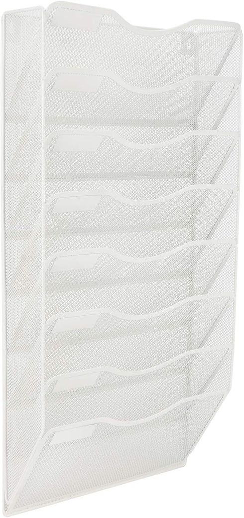 EasyPAG Office 8 Pocket Wall File Folder Holder, Hanging Organizer for Magazine Document Paper Rack, White.