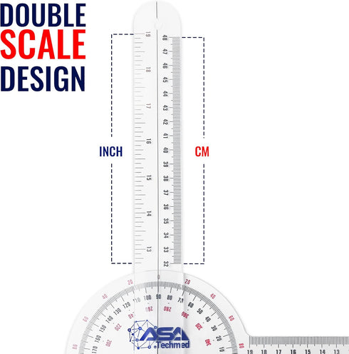 ASA TECHMED Goniometer Set, 3 Pcs, 12, 8, 6 Inch Medical Spinal Angle Protractor