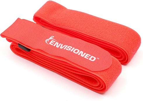 Reusable Cinch Straps 2" x 100" - 2 Pack Hook and Loop Straps (Neon Red)