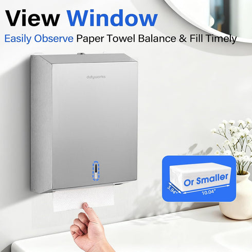 Commercial Paper Towel Dispenser Wall Mount, Stainless Steel Hand Towel Dispenser with Lock, Large Capacity C-Fold