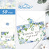 50 Pack Summer Whaline Hydrangea Thank You Cards Bulk Boxed Greeting Card Spring Blue Purple Floral Blank Note Cards