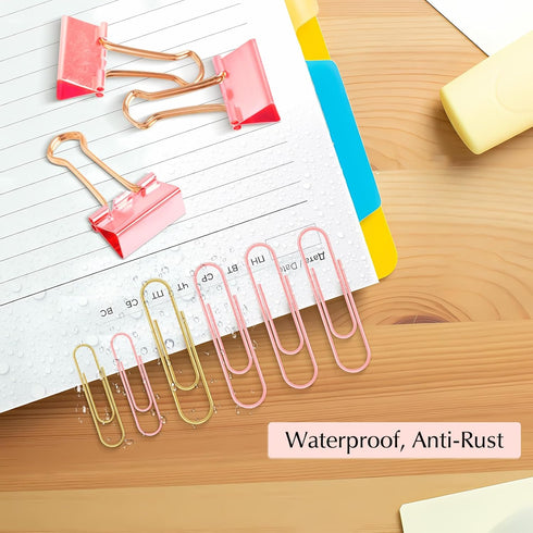 Cute Paper Clips Binder Clips Combo Set, 165 Pcs, Assorted Sizes for Office Supplies