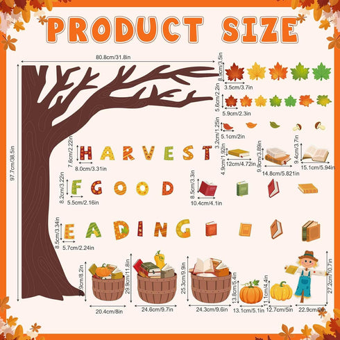 Pasimy Fall Reading Bulletin Boards, Book Tree Classroom Decorations, Autumn Scarecrow Pumpkin Cutouts for Thanksgiving