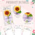 6 Set 5.91" Frienda Teacher Appreciation Gifts Crochet Flowers with Greeting Cards and Bows Knitted Sunflowers Daisy