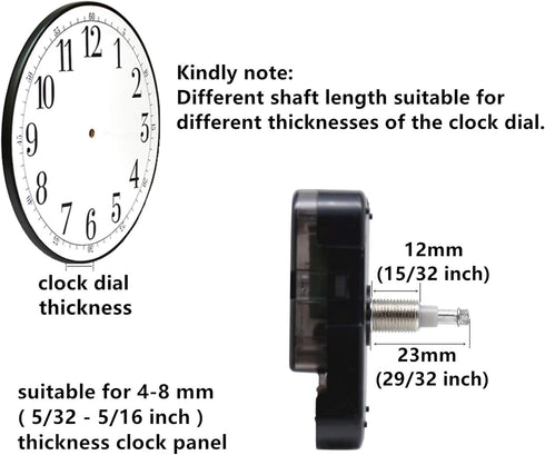 Youngtown 12888 High Torque Quartz Clock Movement Replacement Parts with 8.15 Inch Long Spade Hands