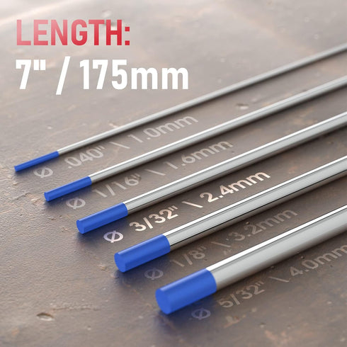 YESWELDER 2% Lanthanated TIG Welding Tungsten Electrode 3/32" x 7" (Blue, WL20/EWLa-2) 10-pk