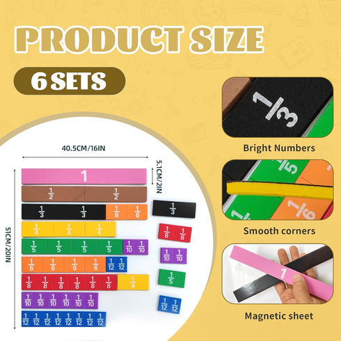 Set Plastic Rainbow Fraction Tiles, Rainbow Montessori Math Materials, Fraction for Math Classroom Fractions