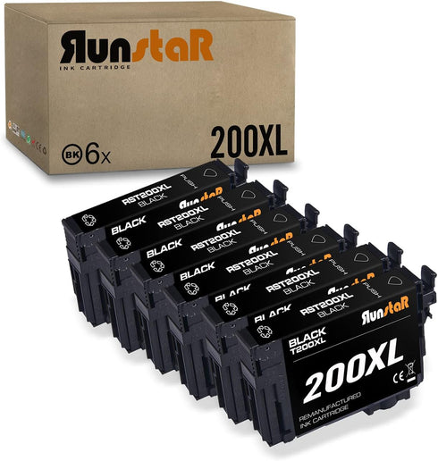 Run Star Remanufactured 200XL Black Ink Cartridge Replacement for Epson 200XL T200XL T200 for Expression Home XP-200