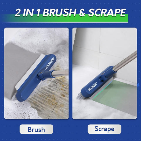 BOOMJOY Grout Brush with Long Handle - Hard Bristle Tile Floor Cleaner for Shower, Kitchen, Bathroom