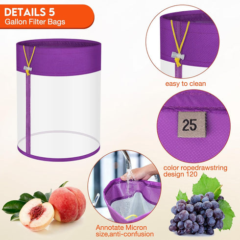 TRANSEE 5-Pack 5-Gallon 5 5 Pack 5 All-Mesh Storage Bags, Color FineNylon Mesh, Pieces Per - For Gallon Bucket