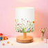 VIHOSE Wild Flower Kids Table Lamp for Bedroom Kids Bedside Lamp with Linen Wooden Nightstand Cartoon Nursery Lampshade