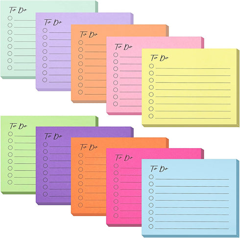 EOOUT 10 Pack Lined Sticky Notes, 3"x4", 500 Sheets, To Do List Notepad, Sticky Notes with Lines for Office, School