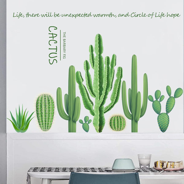 Maydahui Cactus Wall Decals Green Succulent Plant Wall Stickers(25 x 37 Inch)