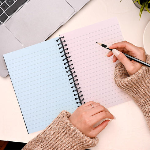 Eaasty 6 Pack Spiral Notebook, 5 x 7 Inch, College Ruled, 80 Sheets/Pack, Colored Paper, Memo Books for School Office