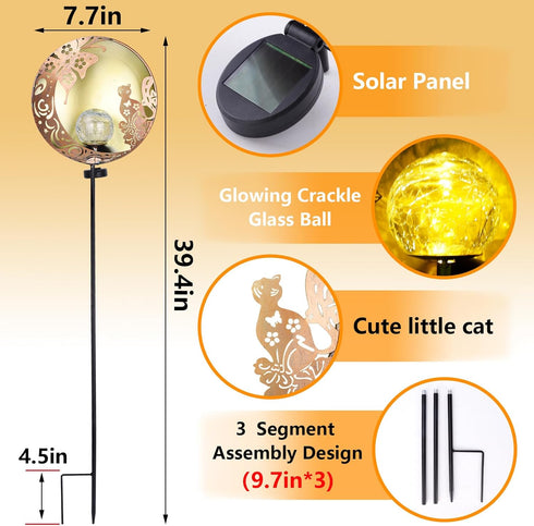 Unique Birthday Gifts for Women Mom Grandma,Solar Butterfly Cat Garden Lights Outdoor Decor,Housewarming Gifts New Home