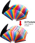 Uquelic Large Plastic 24 Pocket Expanding File Folder with Cover - Rainbow Accordion A4 Document Organizer Briefcase