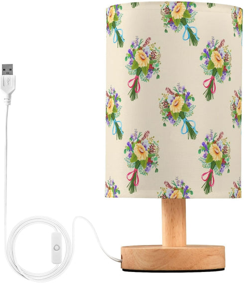 Lotupokon Sunflower Bouquet Floral Beige Table Lamp USB Desk Light Small Desk Lamp