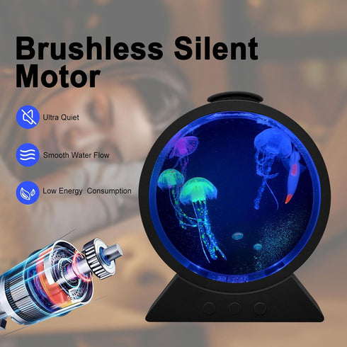 7 Estink Jelly Fish Lamp Aquarium Light, Color Changing RGB Round Jelly Fish Night Light Table Lamp for Home Office