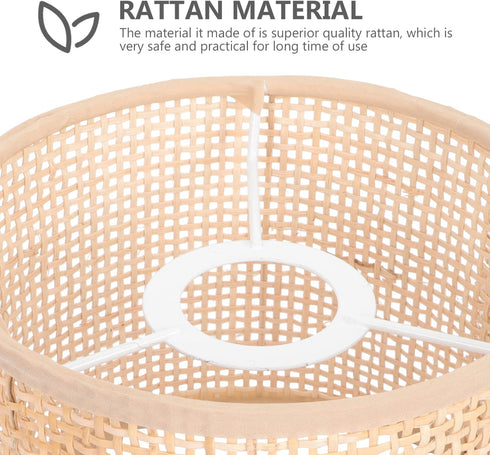 Rattan Woven Lamp Shade Rattan Basket Chandelier Lamp Shade Clip- On Vintage Table Light Cover Floor Lamp Replacement