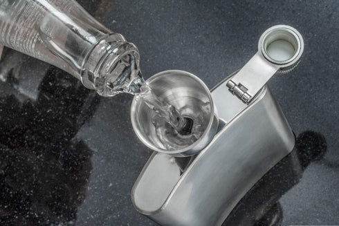 SE Stainless Steel Funnel for Flasks, Small Metal Funnel for Filling Drinking Liquor Flask, Transferring Oil, Juice, Milk, Attached Screw-On Cap by SE
