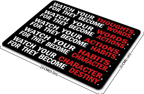 Smooffly Gaming Mouse Pad Custom, Watch Your Thoughts Motivational Words Quotes Mouse Pad 9.5 X 7.9 Inch