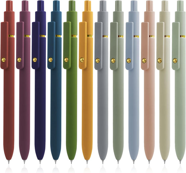 Gel Pens, 12 Pcs Black Ink Pens for Women, 0.5mm Fine Point, Smooth Writing, High-End Series Retractable Pens