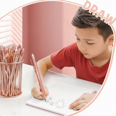 Stylus Pens for Touch Screens, 12 Pack Rose Gold Inspirational Pens, 1.0mm Medium Point BallPoint Pens - 12 Pcs